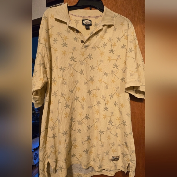 Tommy Bahama Cream & Yellow Palm Tree Print Shirt SzL - Picture 2 of 5
